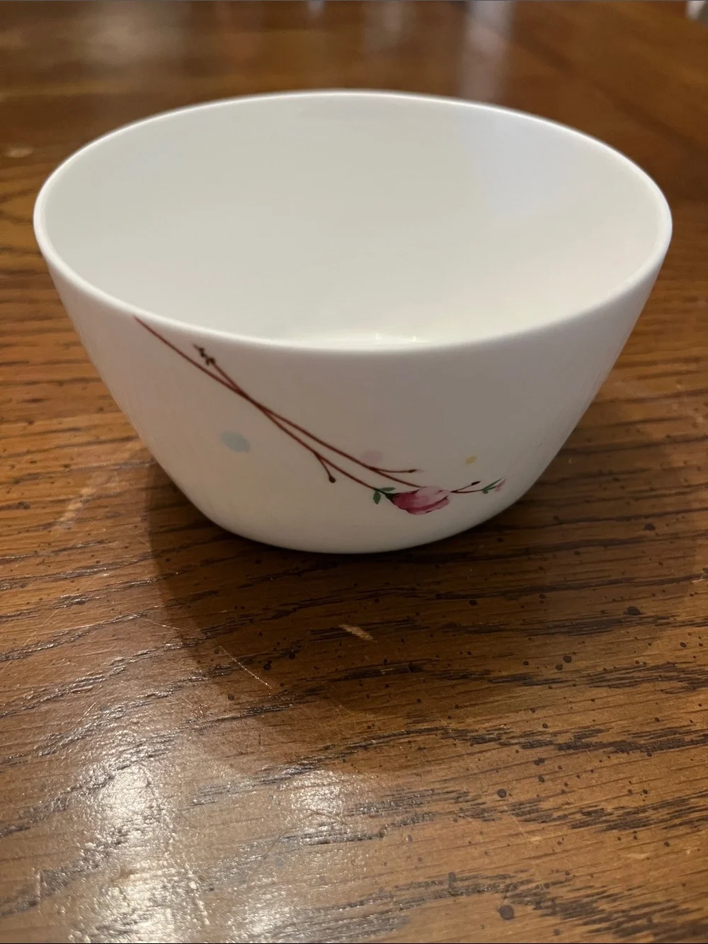 Set of 3 White Ceramic Bowls with Floral & Butterfly Pattern‎